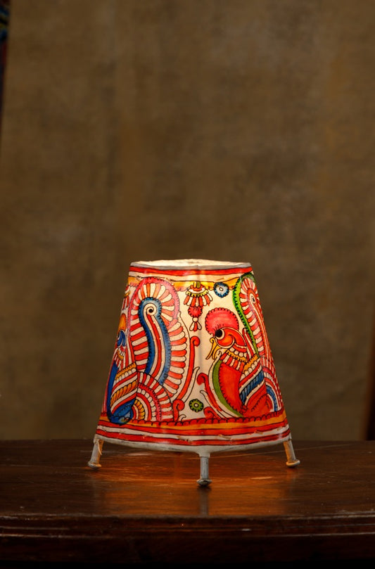 Nimmalkunta Tholu Bommalu –Locally crafted Lamp Shades- Height 6 inches round –Peacock artwork–  For Home Décor / Pooja rooms -  P00088