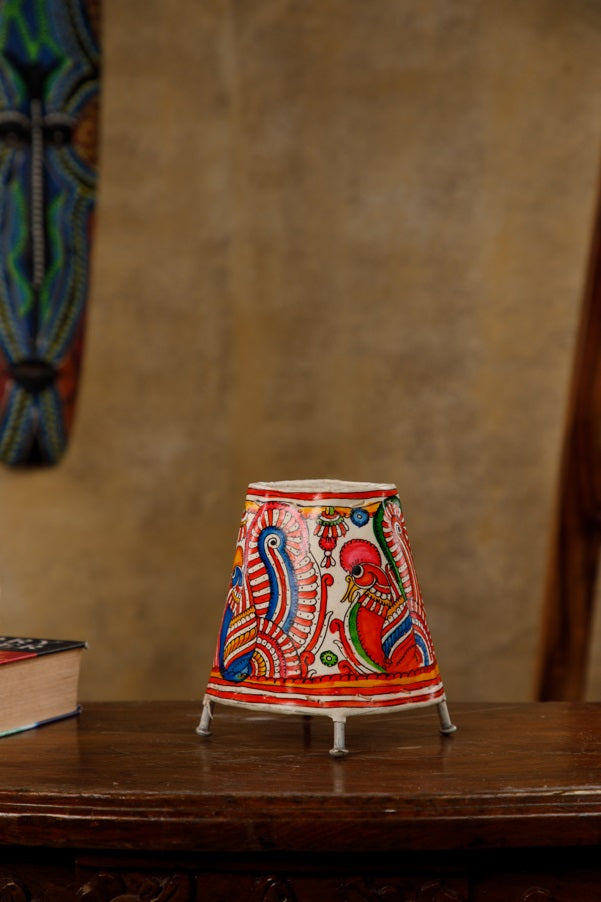 Nimmalkunta Tholu Bommalu –Locally crafted Lamp Shades- Height 6 inches round –Peacock artwork– For Home Décor / Pooja rooms - P00088