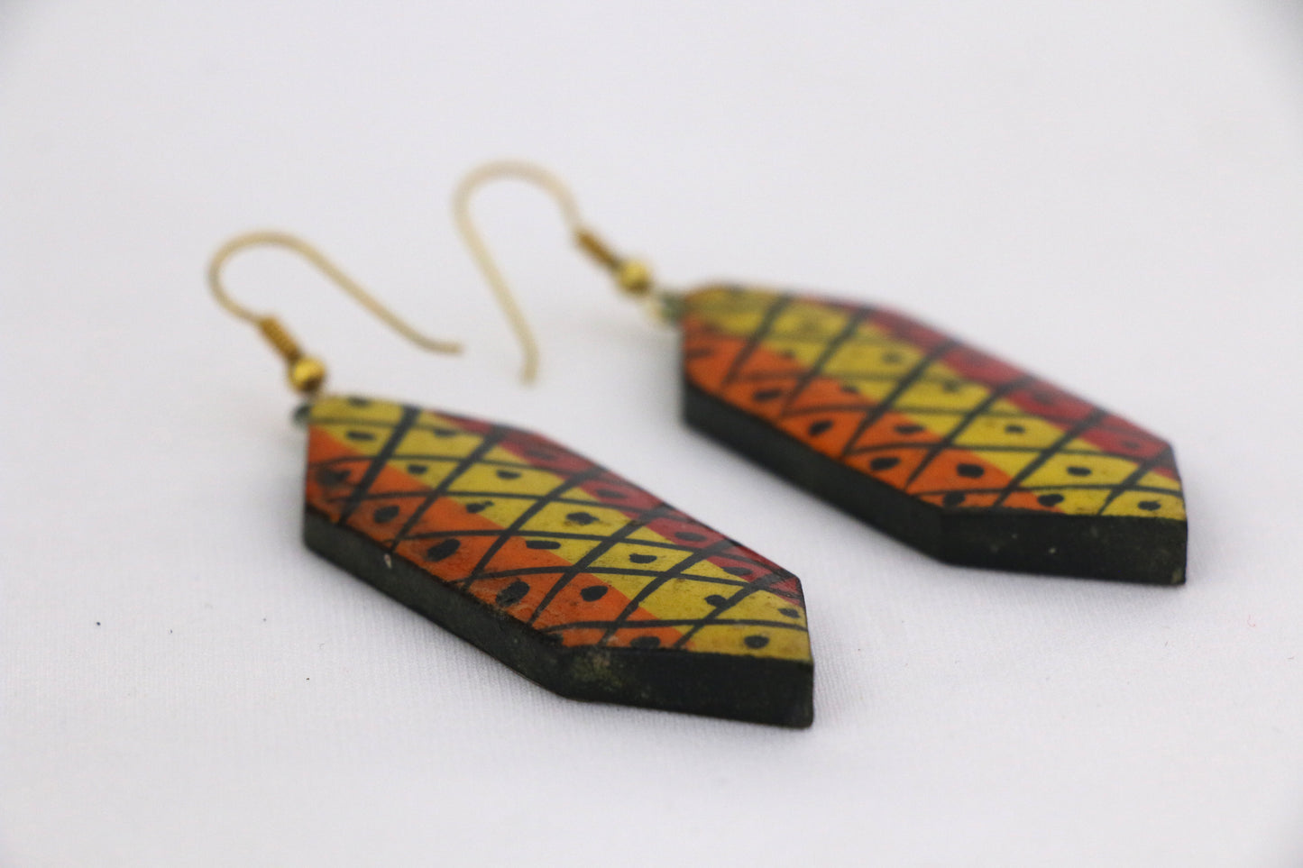 Channapatna wood craft –Locally crafted – Wooden Earrings – Alpine/Falu Red and Russet colored earring - For Kids / Adults -  P000158