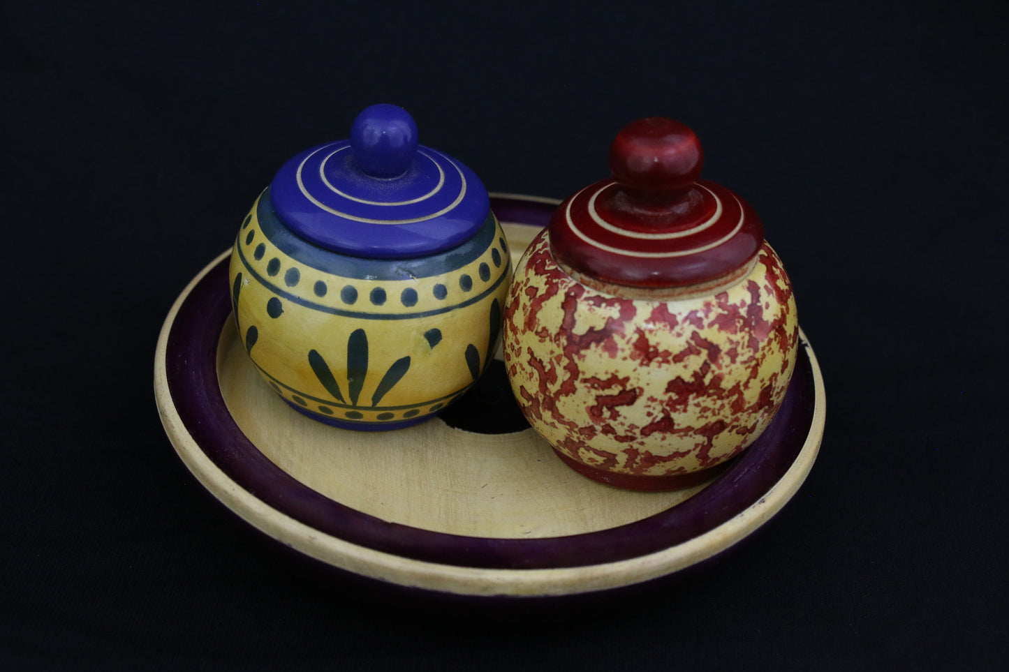 Channapatna wood craft –Locally crafted – Wooden Kumkum box – Naturally colored -  Perfect for pooja rooms -  P000161