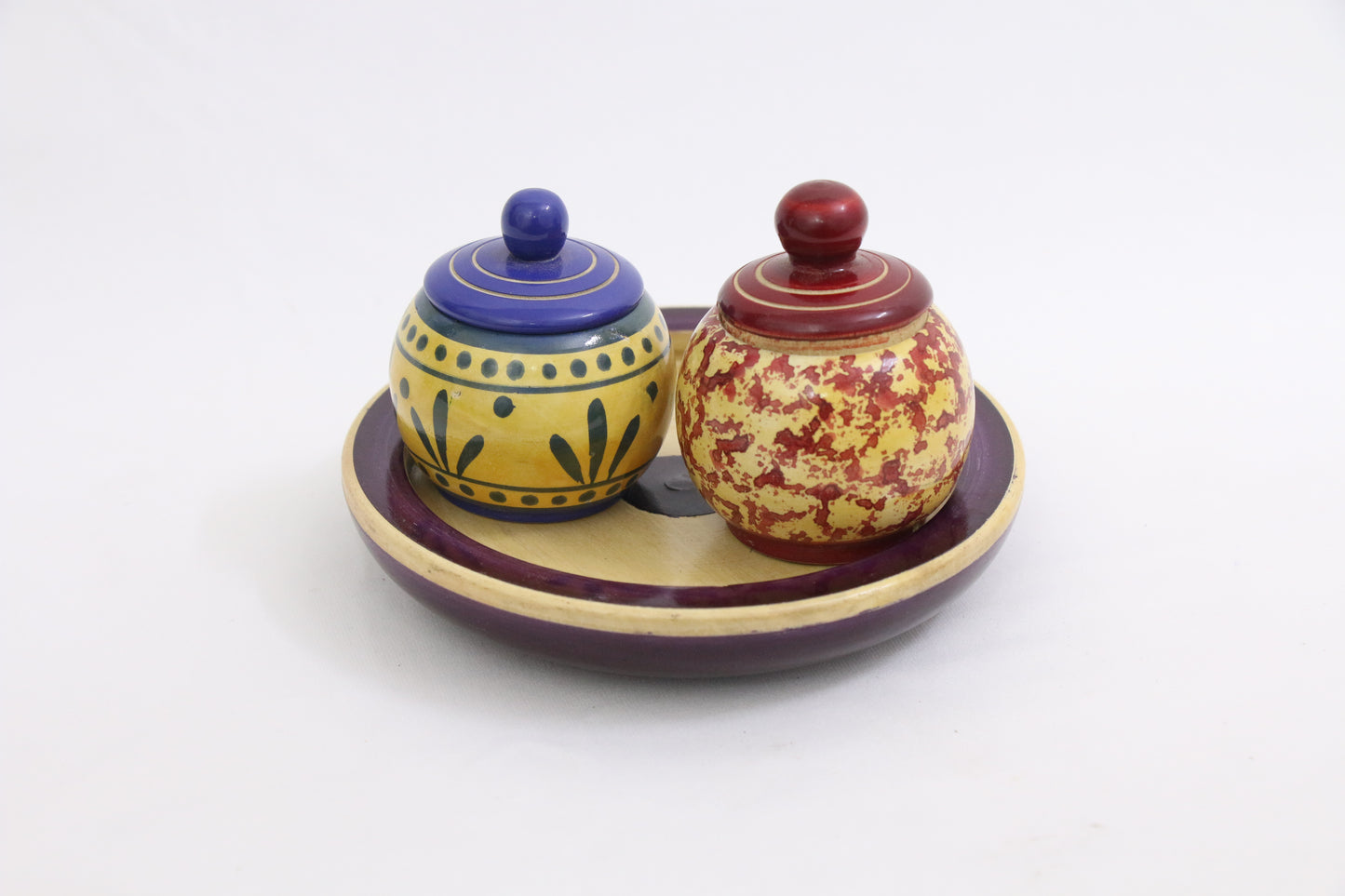 Channapatna wood craft –Locally crafted – Wooden Kumkum box – Naturally colored -  Perfect for pooja rooms -  P000161