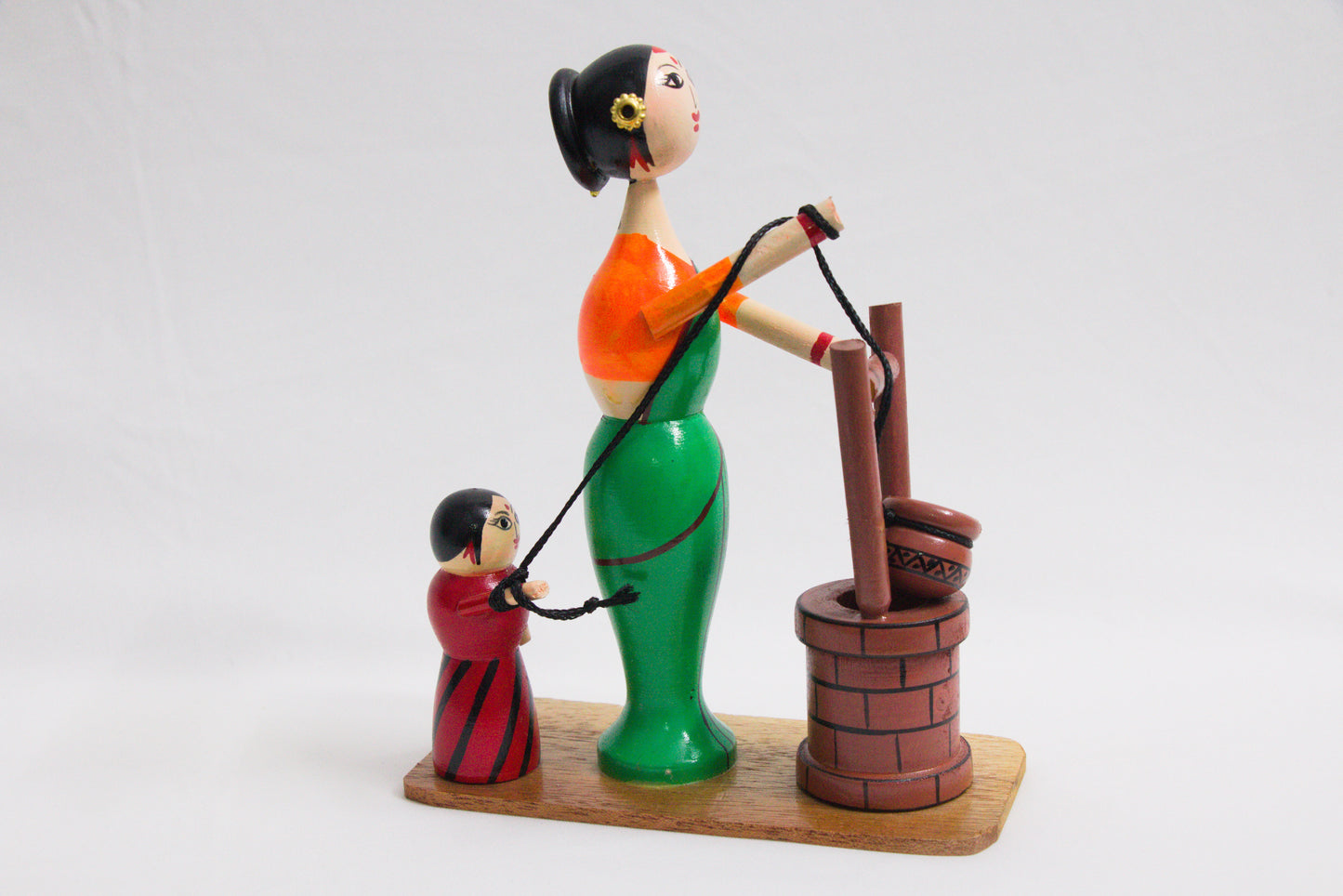 Channapatna Toys –  Pot with well Lady – Height – 8 inches -  For Kids / Home Décor / Office Décor – P000232