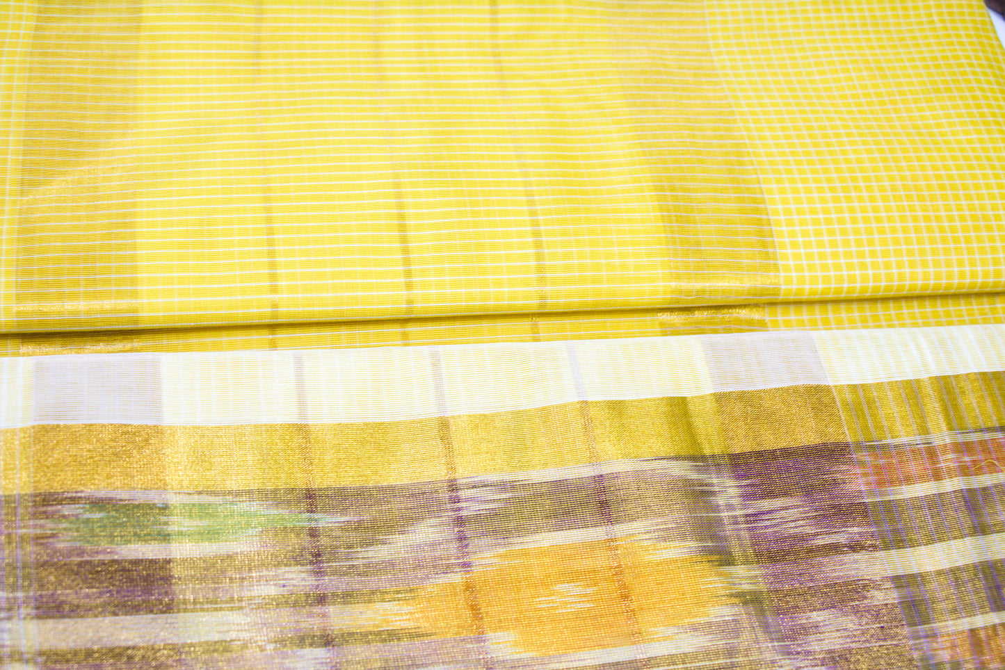 Venkatagiri Ikat Cotton Sarees with Pochampally Ikat border – 100% Cotton Sarees – Perfect for all occasions – P000235