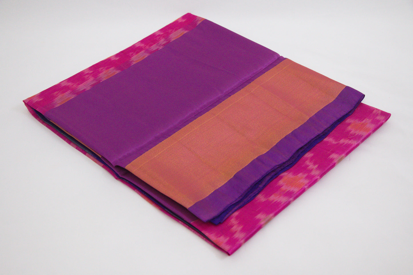 Venkatagiri Saree - Full Ikat Semi Silk – 50% Silk, 50% Cotton – Deep Cerise Body – Kingfisher Daisy Pallu - Silk cone sarees – P000238