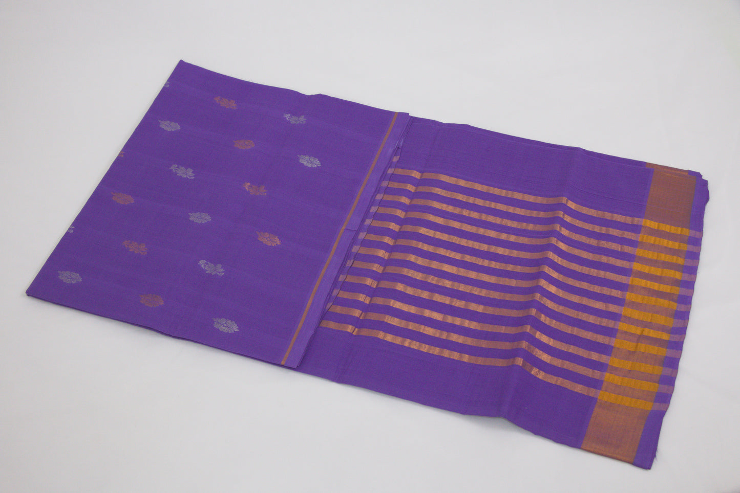 Venkatagiri Cotton Sarees – Dark Lavender - Bhutta design - 100% Cotton Sarees – Perfect for all occasions – P000244