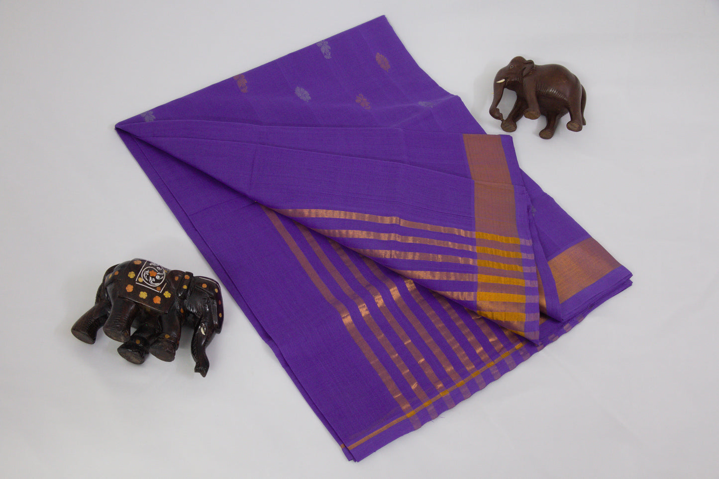 Venkatagiri Cotton Sarees – Dark Lavender - Bhutta design - 100% Cotton Sarees – Perfect for all occasions – P000244