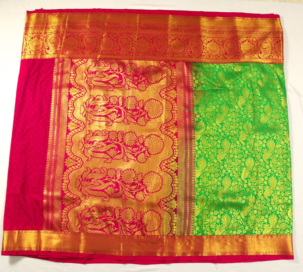 Dharmavaram Pattu Silk Saree – Art Silk -Big border – Kadiyal Kuttu – Zari brocade saree - P00111