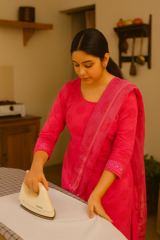 Jaipur Block printed Salwar set – 3 piece Kota Doriya Dupatta suit – 100% Cotton– Artyclick Crimson and Persian Pink - Perfect for all occasions – P000290
