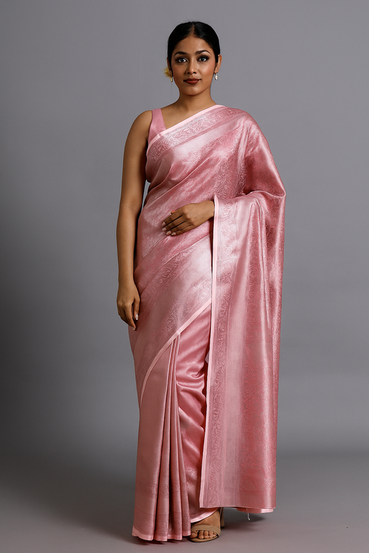 Salem Venpattu Semi Silk Sarees – Turkish Rose –  Soft Saree (6.5 Mts) – Fancy border - Soft Silk