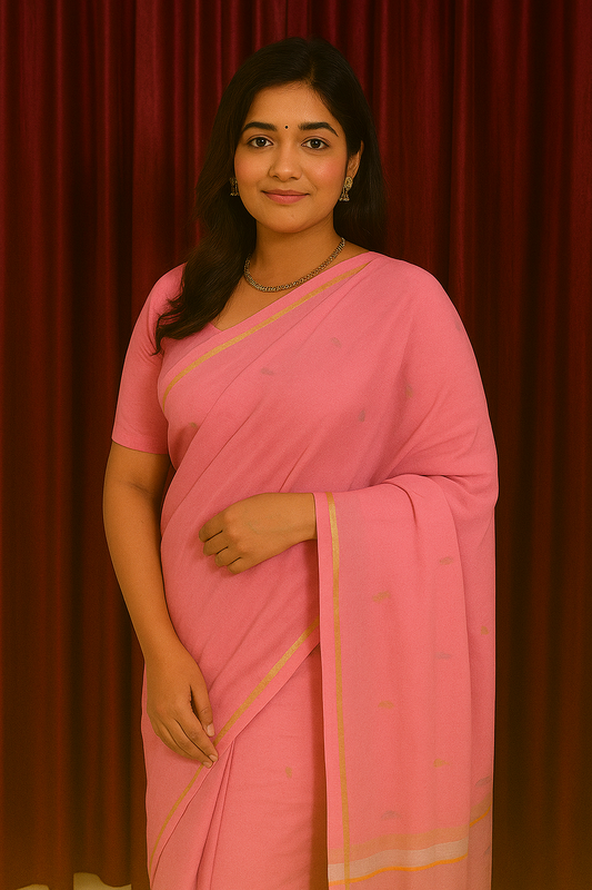 Venkatagiri Ikat Cotton Sarees  – Cadillac Pink - Bhutta design - 100% Cotton Sarees – Perfect for all occasions – P000245