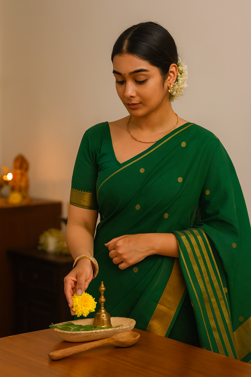 Venkatagiri Ikat Cotton Sarees with Pochampally Ikat border – Plantation color - Bhutta design - 100% Cotton Sarees – Perfect for all occasions – P000249