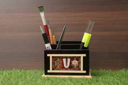 Mysore Wooden Pen stand –  Locally crafted –Perfect for Home Decor  – 15 X 7 X 12 CMs -  P000174