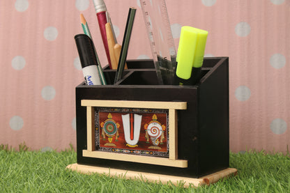 Mysore Wooden Pen stand –  Locally crafted –Perfect for Home Decor  – 15 X 7 X 12 CMs -  P000174