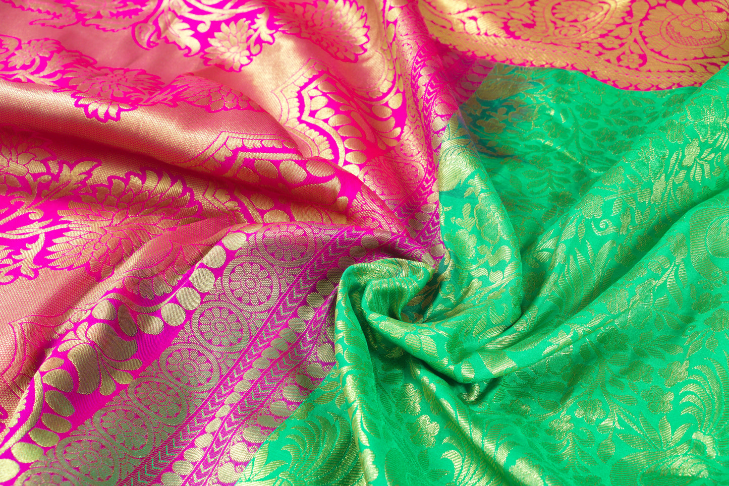 Dharmavaram Pattu Silk Saree – Art Silk -Big border – Kadiyal Kuttu – Zari brocade saree - P00111