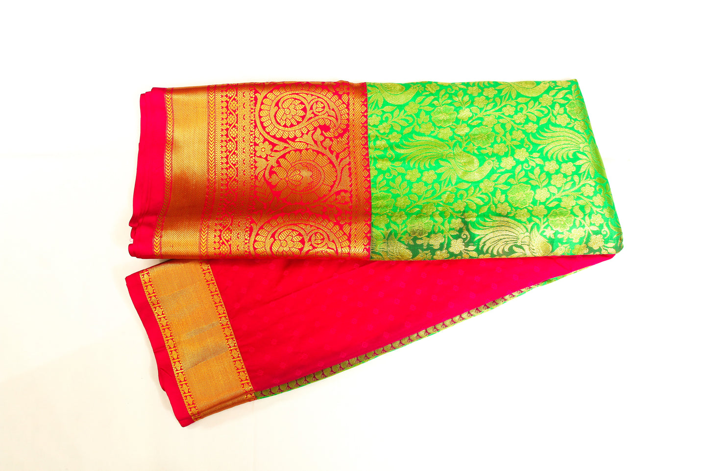 Dharmavaram Pattu Silk Saree – Art Silk -Big border – Kadiyal Kuttu – Zari brocade saree - P00111