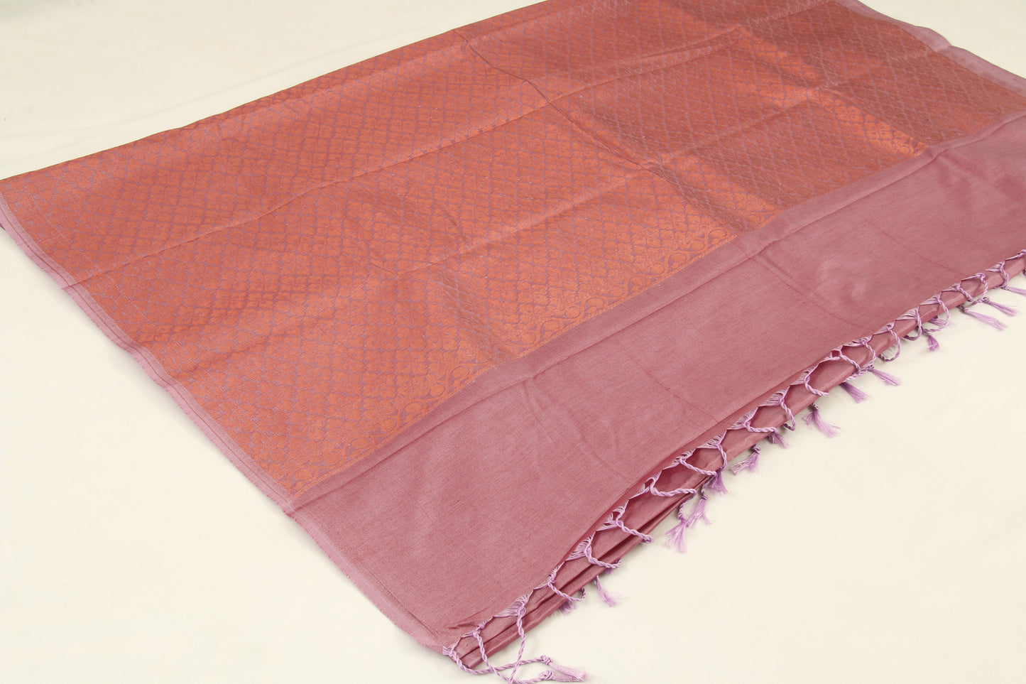 Kanchipuram Pattu Silk Saree – Semi Soft Silk – Bhutta design- Copper Rose  - Zari work in body and pallu - P00177