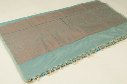 Kanchipuram Pattu Silk Saree – Semi Soft Silk – Bhutta design- Grey Olive - Taupe Pallu  - Thread work in body and pallu - P00179