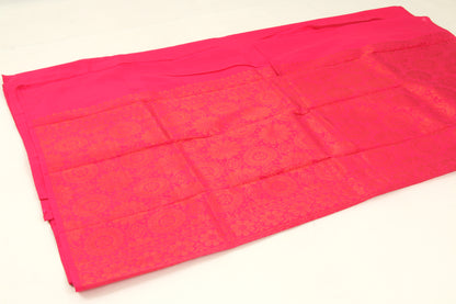 Kanchipuram Semi silk fancy  Saree –Bhutta design- Red Pink - Zari/thread work in body and pallu - P00186