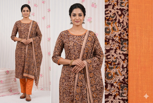 Ethnic Kalamkari 3 piece salwar suit for women