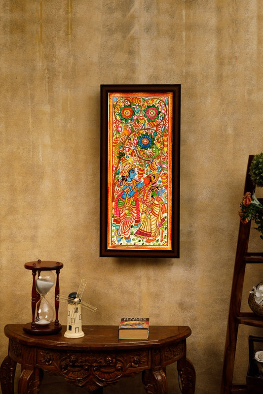 Nimmalkunta Tholu Bommalu – Exclusive Lighted Wall Paintings – Radha Krishna –  With Frame and lights - For Home Décor -  P000103