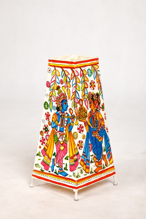 Nimmalkunta Tholu Bommalu –Locally crafted Lamp Shades- Height 12 inches square–Radha-krishna Artwork–  For Home Décor/Pooja Room -  P000120