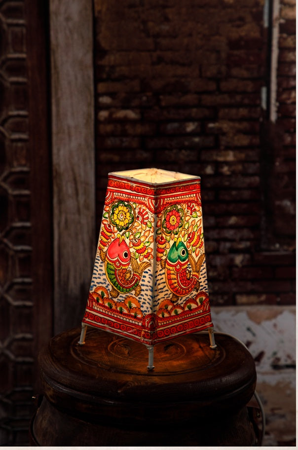 Nimmalkunta Tholu Bommalu –Locally crafted Lamp Shades- Height 8 inches square –Fish Artwork–  For Home Décor/Pooja Room -  P000122