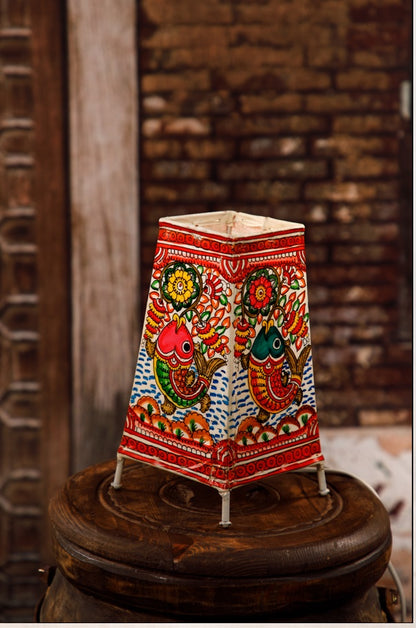 Nimmalkunta Tholu Bommalu –Locally crafted Lamp Shades- Height 8 inches square –Fish Artwork–  For Home Décor/Pooja Room -  P000122