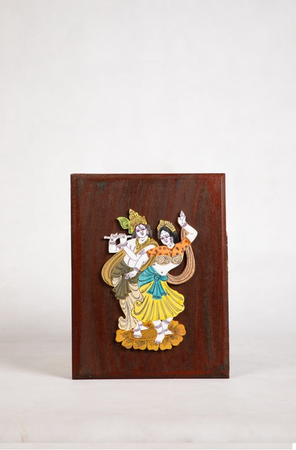 Mysore Rosewood 3D Panel – Radha Krishna  - Locally crafted –Perfect for Home Decor  – 9 X 12 inches -  P000171