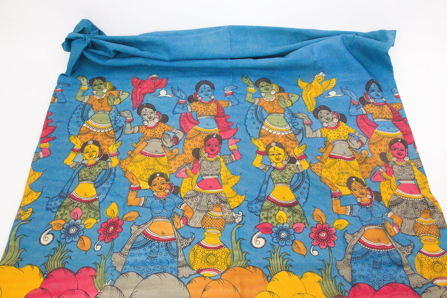 Srikalahasthi Kalamkari handpainted handloom Fabric Bangalore Silk-P0001