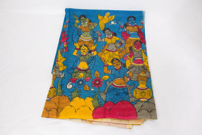 Srikalahasthi Kalamkari handpainted handloom Fabric Bangalore Silk-P0001