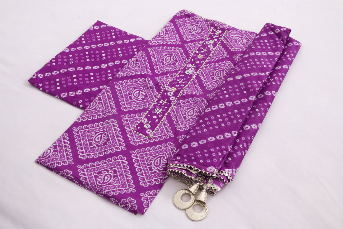 Jaipur Block printed Salwar set – 3 piece salwar set – 100% Cotton– Warm Purple and white - Perfect for all occasions – P000287