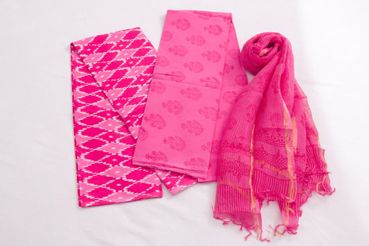 Jaipur Block printed Salwar set – 3 piece Kota Doriya Dupatta suit – 100% Cotton– Artyclick Crimson and Persian Pink - Perfect for all occasions – P000290