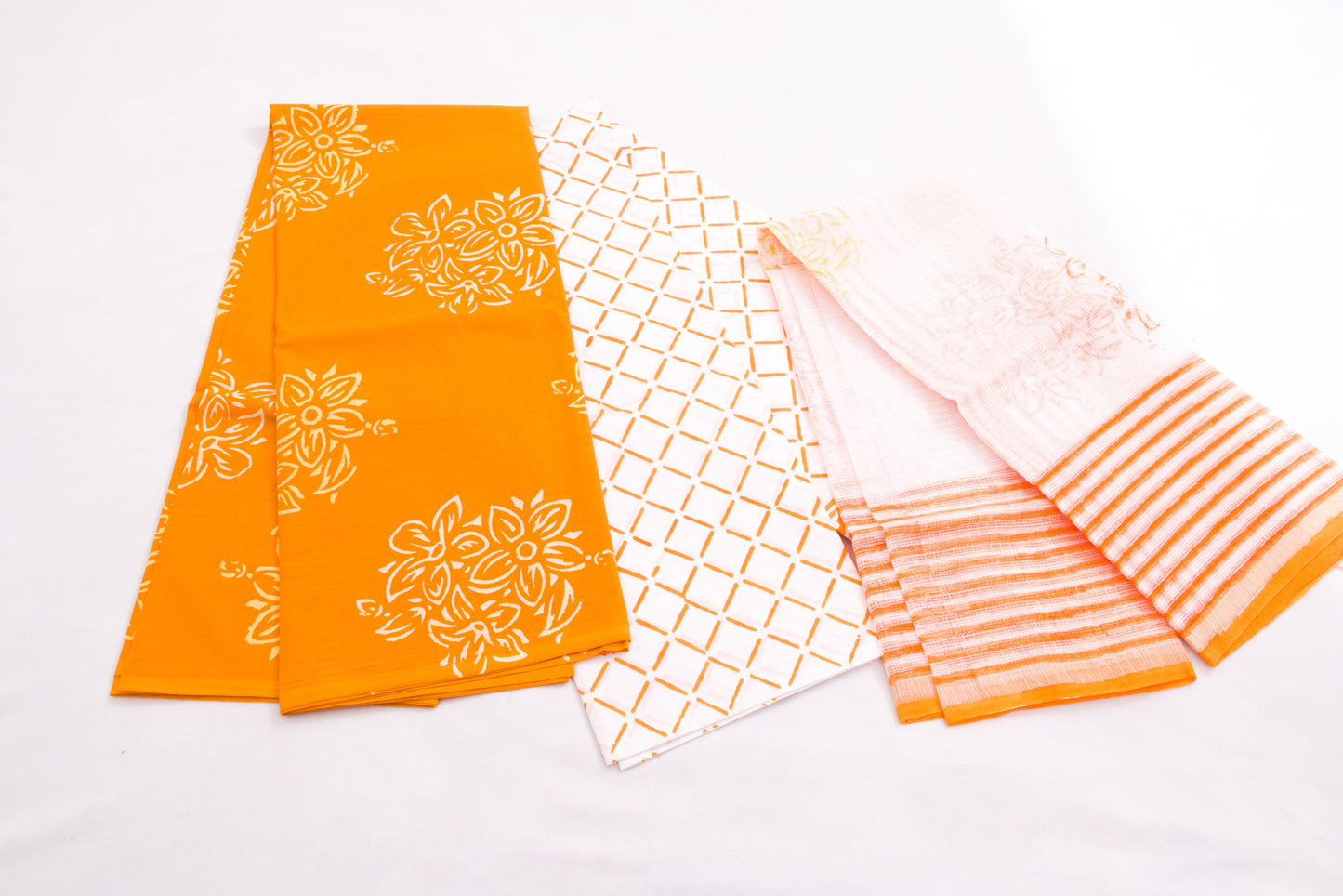 Jaipur Block printed Salwar set – 3 piece Kota Doriya Dupatta suit – 100% Cotton– Carrot Orange - Perfect for all occasions – P000291