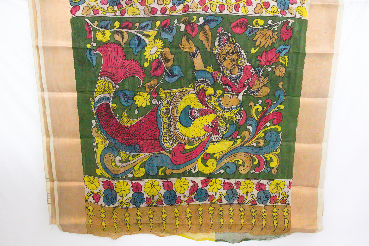 Srikalahasthi Kalamkari handpainted handloom Saree - Bangalore Silk - P0002