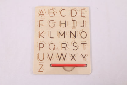 Wooden Alphabet Writing Practice Board – Uppercase & Lowercase (Double-Sided)Kondapalli Wooden Craft –Locally crafted