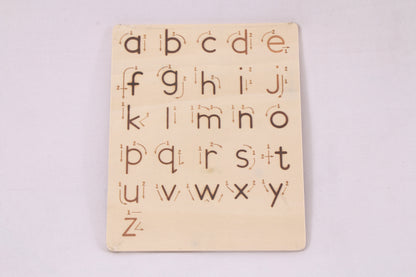 Wooden Alphabet Writing Practice Board – Uppercase & Lowercase (Double-Sided)Kondapalli Wooden Craft –Locally crafted