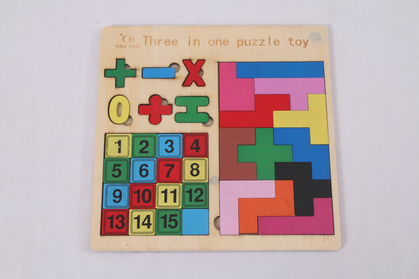 Three-in-One Wooden Puzzle Toy – Alphabets, Heart & Circle Shape Puzzles- Kondapalli Wooden Craft –Locally crafted