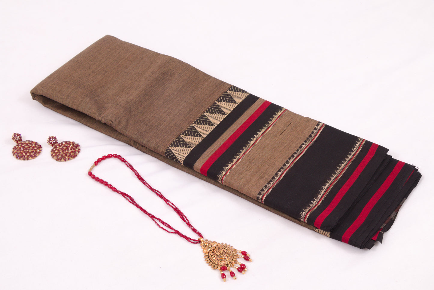 Narayanpet Cotton sarees – Roman Coffee - 100% Cotton Sarees – Perfect for all occasions – P000353