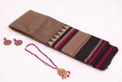 Narayanpet Cotton sarees – Roman Coffee - 100% Cotton Sarees – Perfect for all occasions – P000353