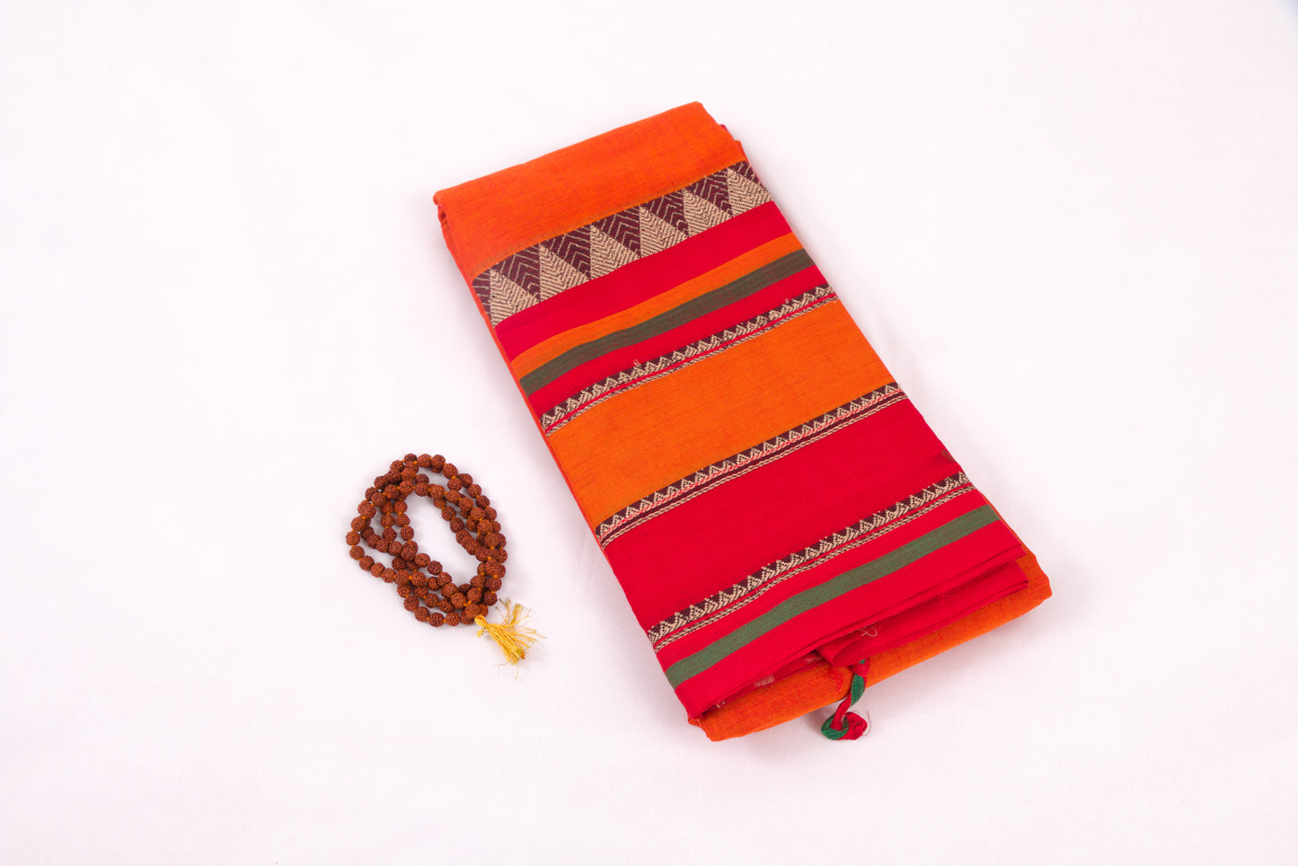 Narayanpet Cotton sarees – Orangey Red - 100% Cotton Sarees – Perfect for all occasions – P000358