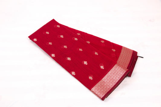 Kovai Kora Cotton Sarees – Scarlet - 100% Cotton Sarees – Bhutta Design - Perfect for all occasions – P000359