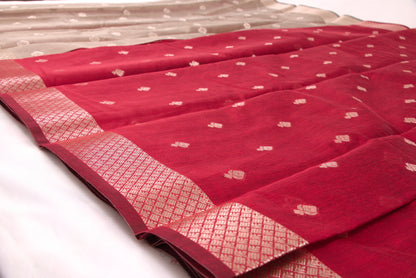 Kovai Kora Cotton Sarees – Scarlet - 100% Cotton Sarees – Bhutta Design - Perfect for all occasions – P000359