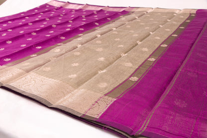 Kovai Kora Cotton Sarees – Fuchasia - 100% Cotton Sarees – Bhutta Design - Perfect for all occasions – P000360