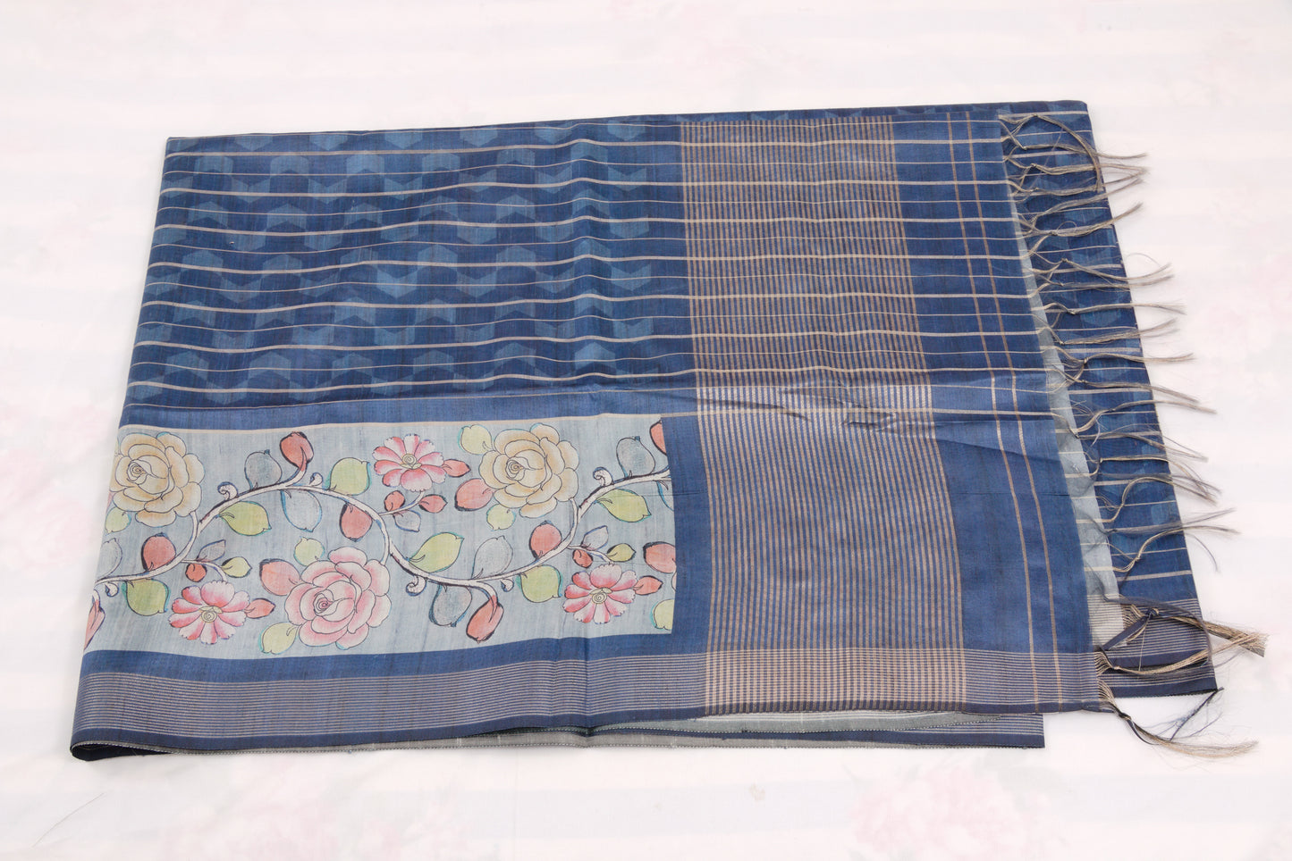 Kovai Tussar silk saree showcasing earthy tones and soft sheen
