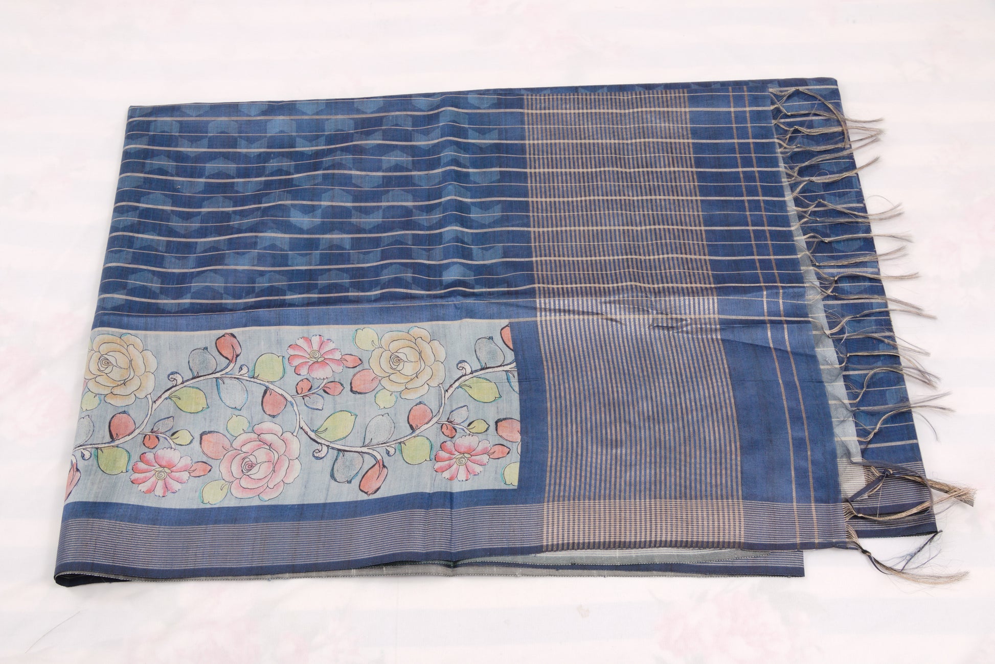 Kovai Tussar silk saree showcasing earthy tones and soft sheen