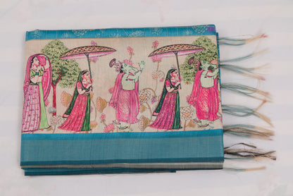 Kovai Tussar silk saree with natural texture and subtle woven motifs