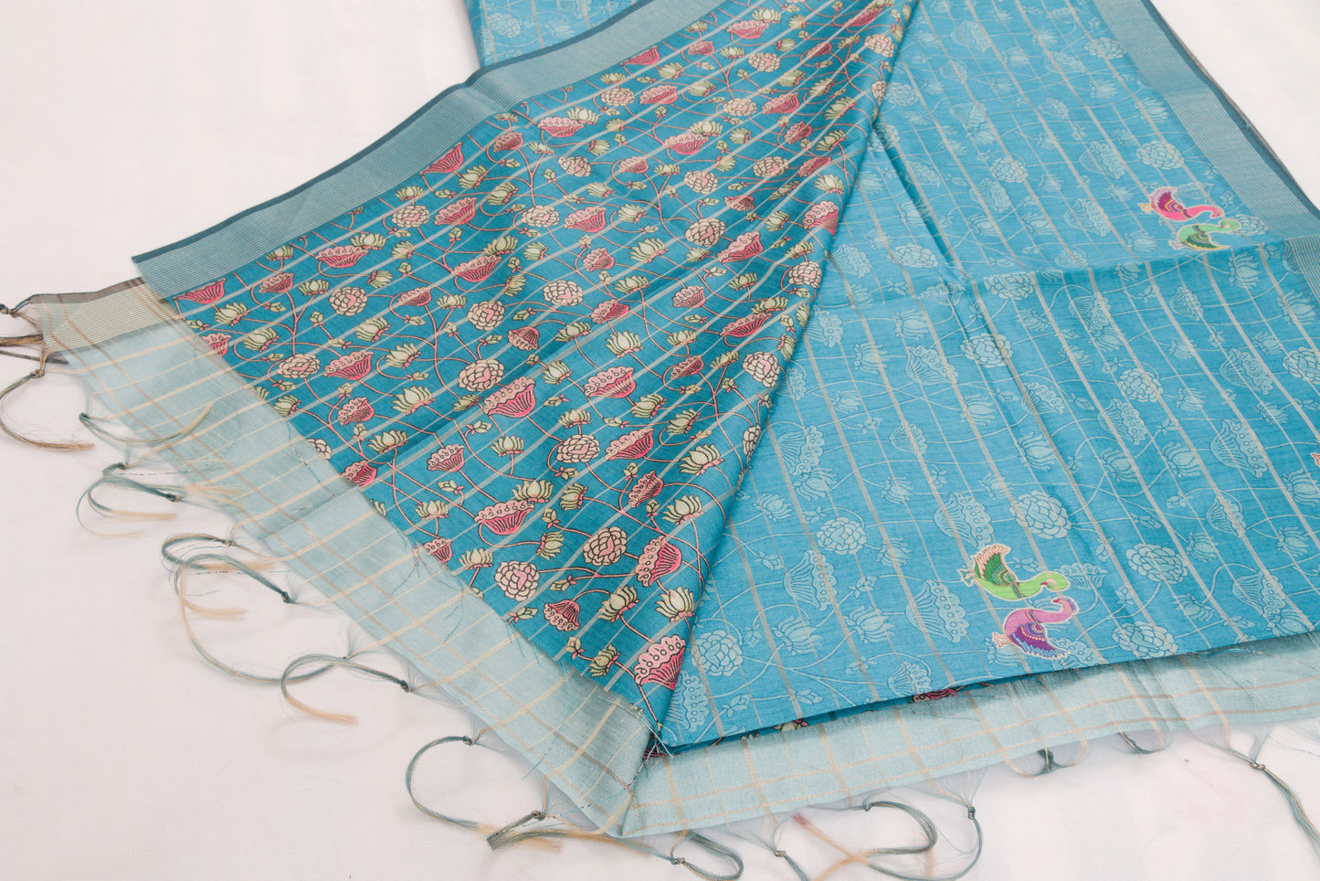 Pure Tussar silk saree from Kovai with minimal zari detailing