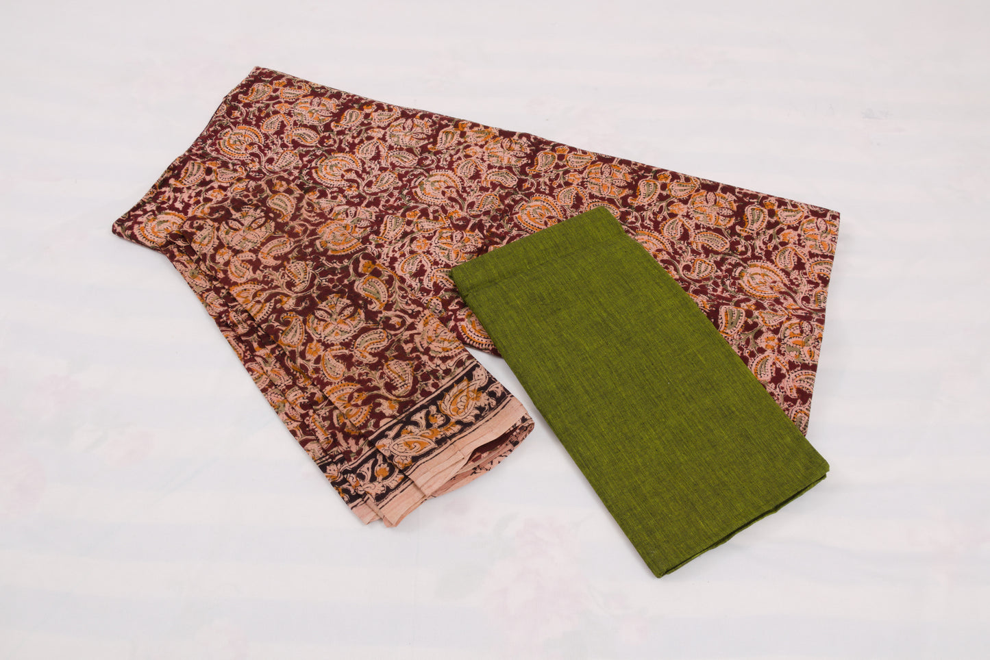 Brown and green Kalamkari 3 piece printed Jaipur salwar suit