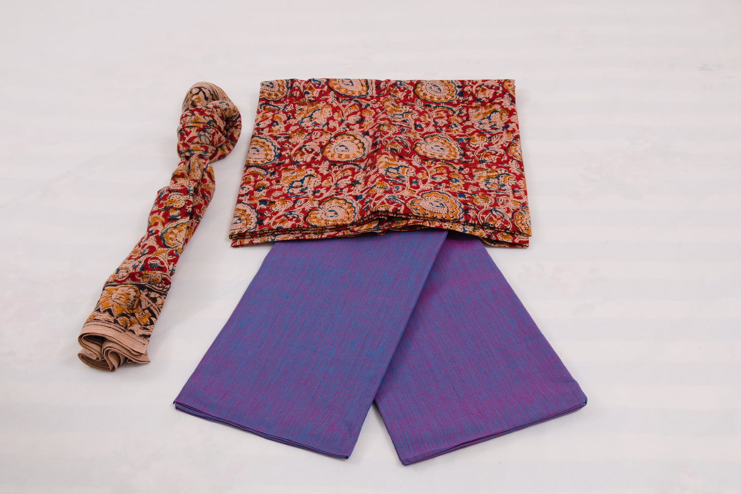 red and purple Kalamkari Jaipur salwar suit for festive and daily wear