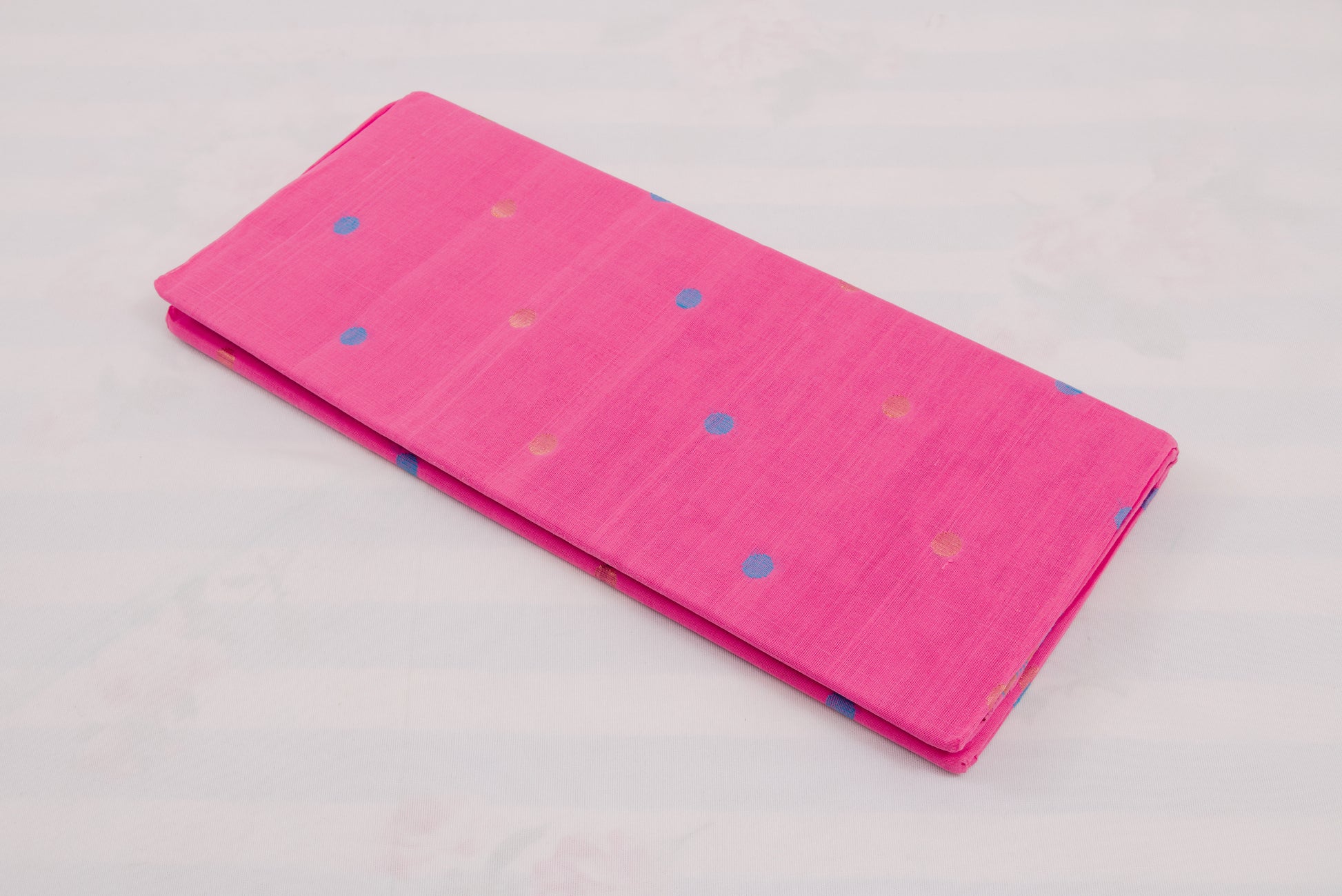 Venkatagiri cotton saree in pink with dotted bhutta design